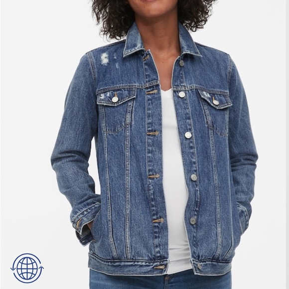 GAP Jackets & Blazers - Gap Maternity Icon Distressed Denim Jacket with Washwell Small New $80